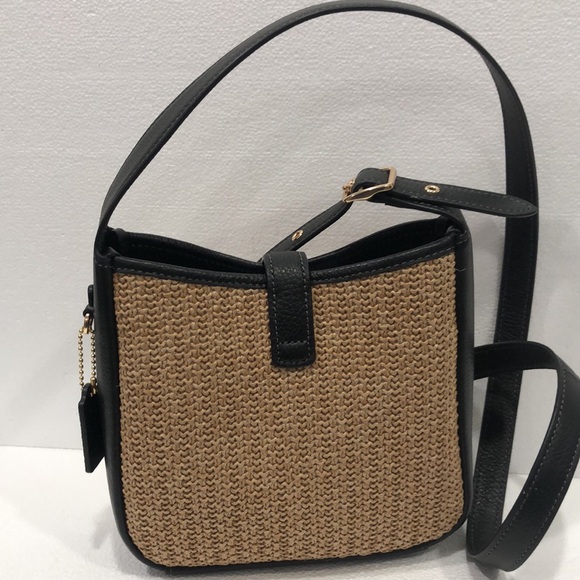Coach Hadley Mini Straw Woven and Pebbled Leather Crossbody Bag EUC - Picture 6 of 11